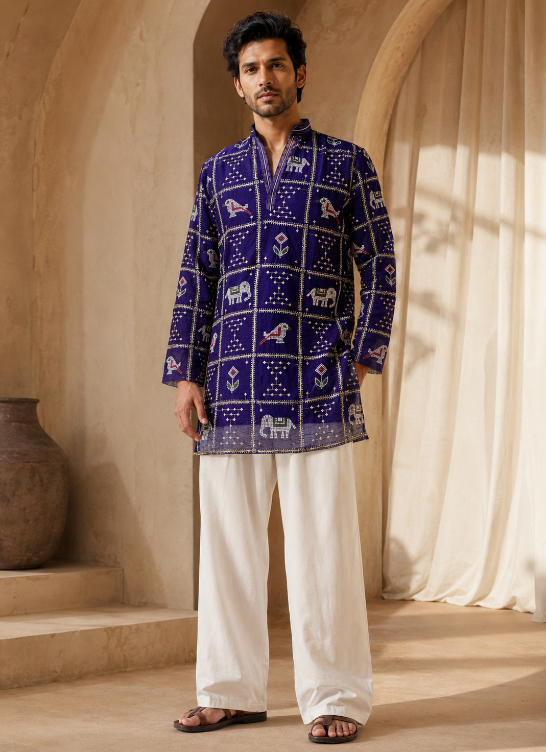 Men’s Rust Purple Red Printed Kurta – Traditional Indian Ethnic Wear