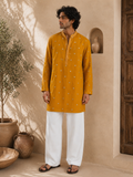Mustard Yellow Mirror Work Navratri Kurta