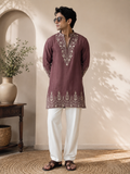 Mauve Gold Embroidered Festive Kurta